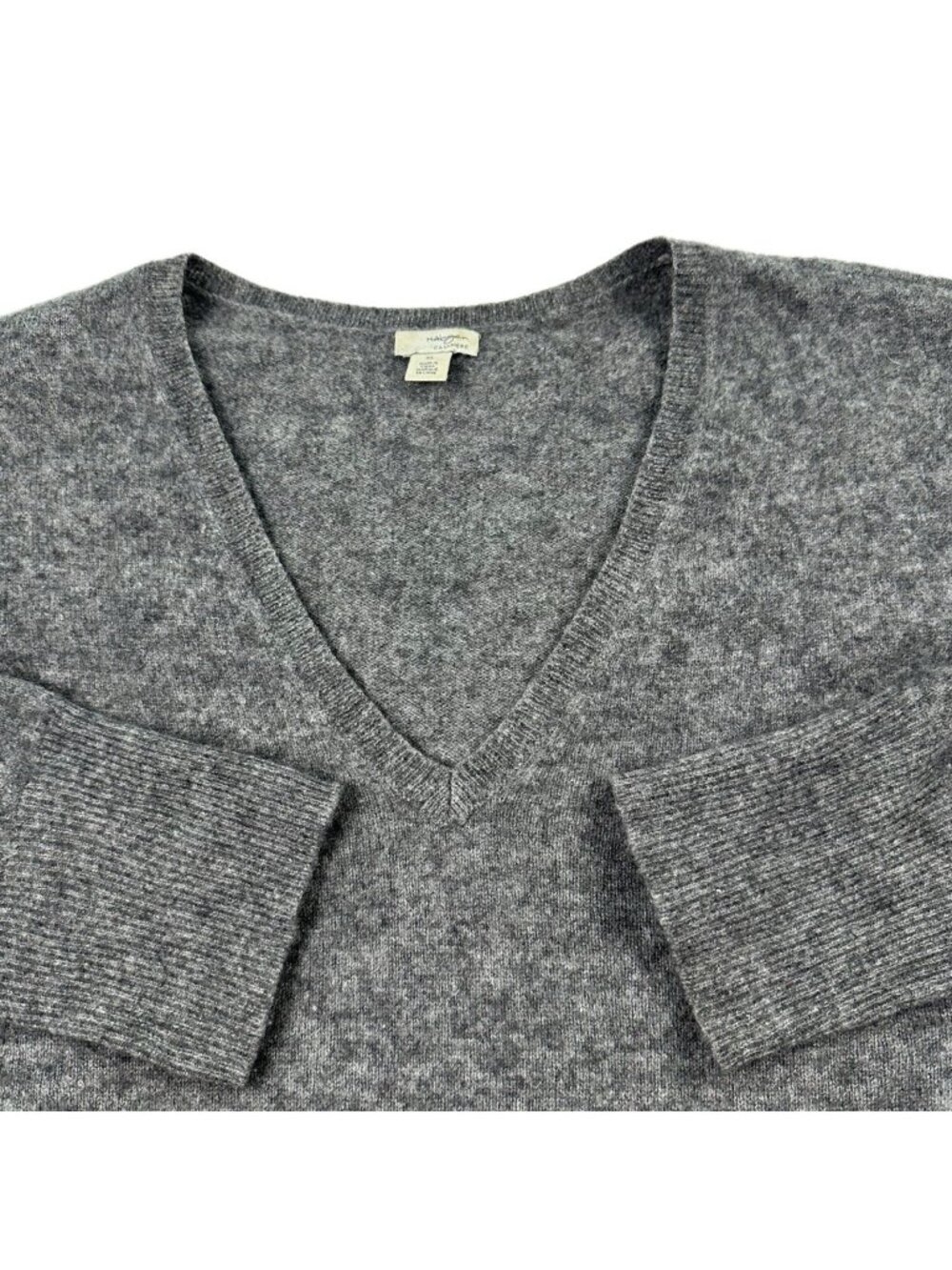 Halogen Women’s 100% Cashmere V-neck Sweater Pullover Gray XL